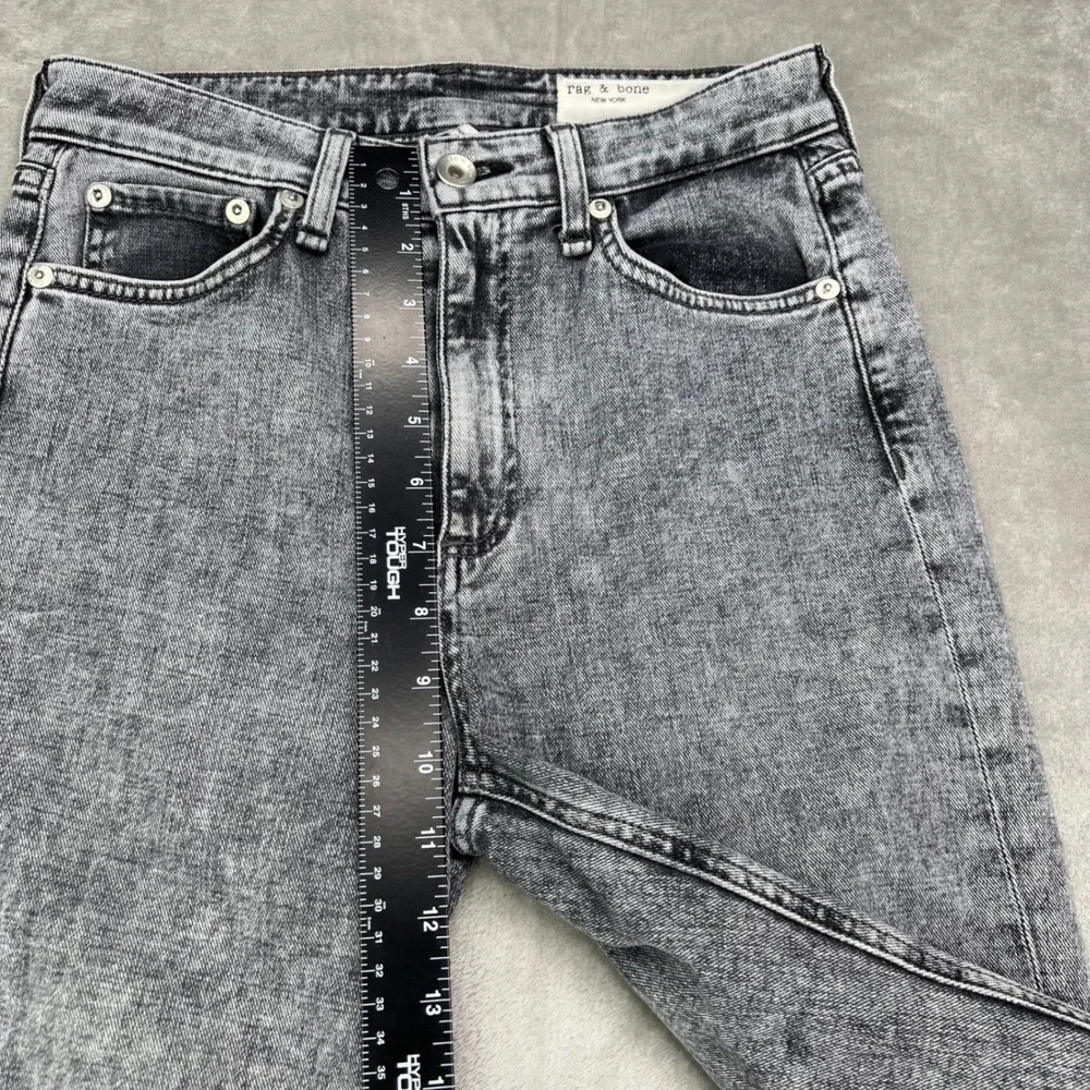 Rag & Bone Nina High-Rise Ankle Cigarette Jeans Womens 25 Grey Acid Wash Stretch